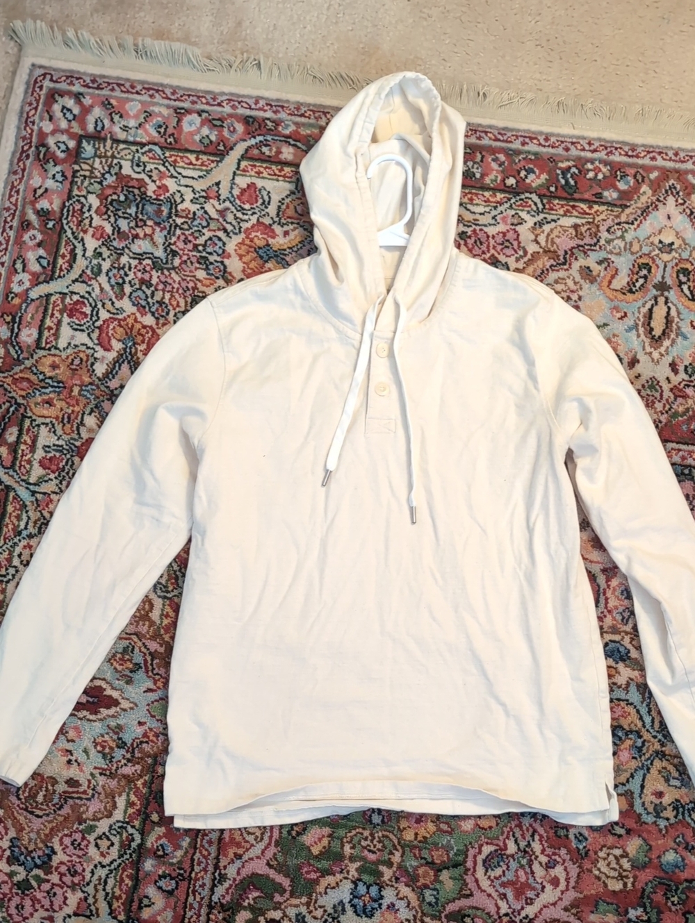 Outerknown Cream Hooded Long-Sleeve Pullover